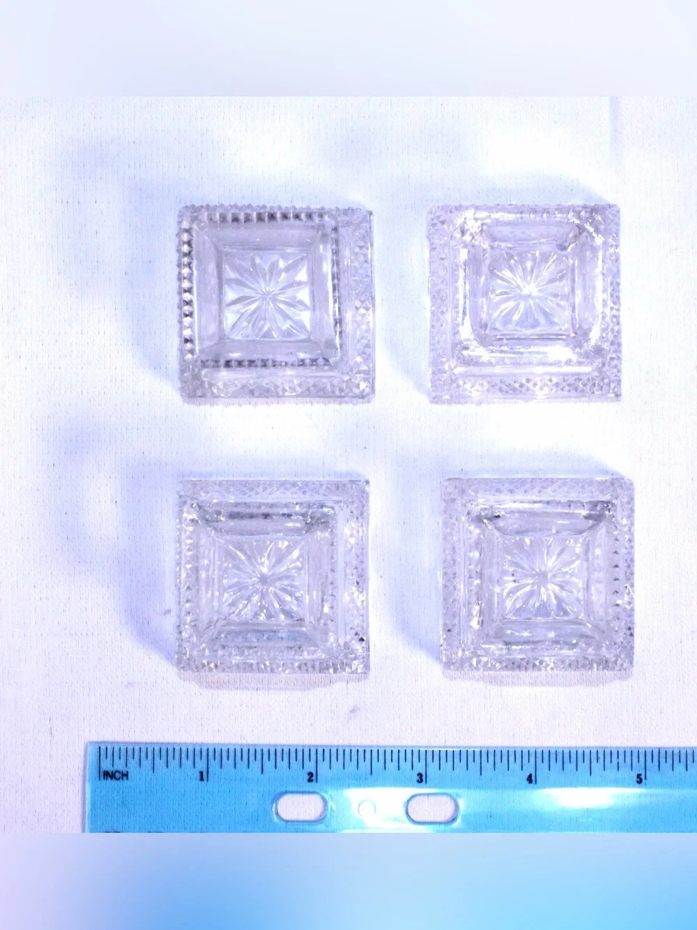 Clear Pressed Glass Salt Cellars - Set of 4